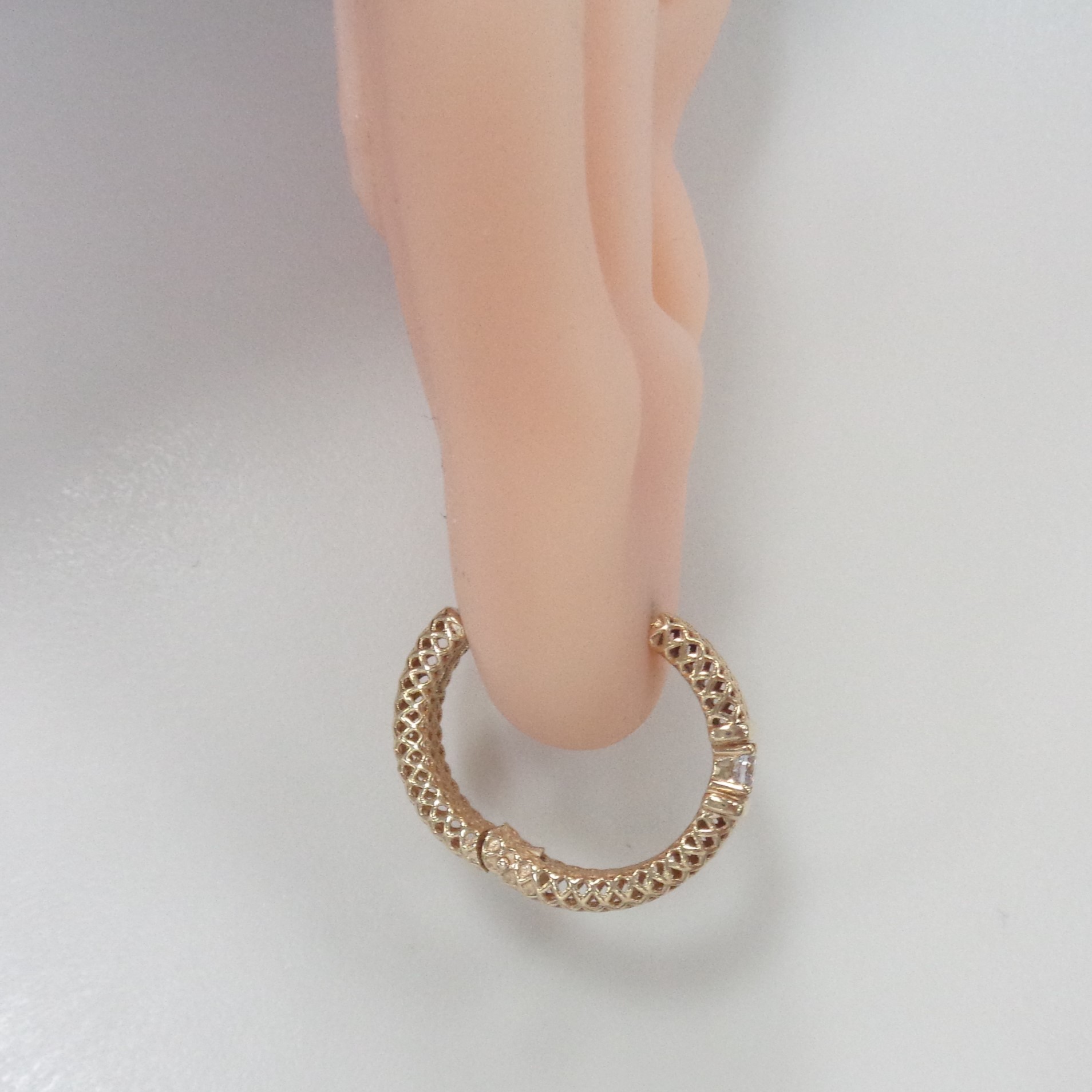 Серьги-конго из золота с фианитами